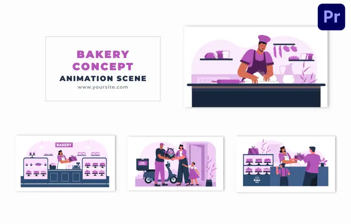 Bakery Concept Flat 2D Character Design Animation Scene